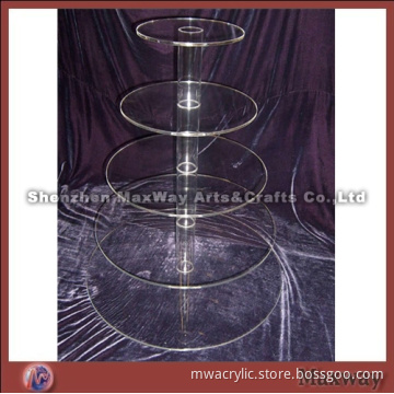 Clear Round Promotional Acrylic 5 Tiers Tower Wedding Party Cup Cakes Display Stand Rack